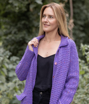 Ladies Long Cardigan in Emu Classic Aran with Wool Tweed (1058)