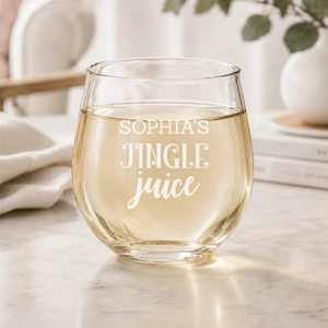 Jingle Juice Engraved Stemless Wine Glass