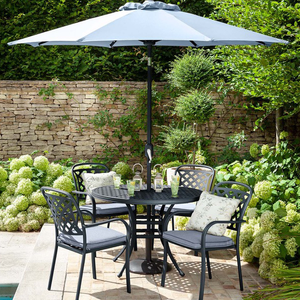 Berkeley 4 Seat Round Set Antique Grey / Platinum