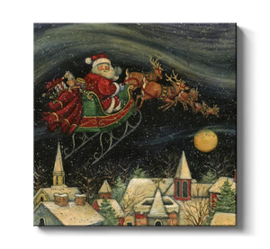 Santa's Flying Sleigh At Night