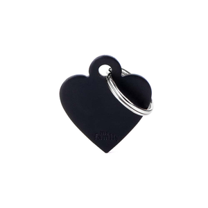 MY FAMILY Small Heart Aluminium Black ID Tag