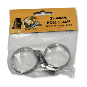 2x 21-44mm Stainless Steel 1" Hose Clamps Clips Adjustable Range Clamp Worm Gear