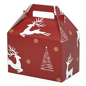 Crimson Reindeer Gable Box-Pkg - 8 X 4-7/8 X 5-1/4 - Cardboard - Quantity: 10 by Paper Mart