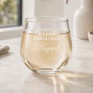Christmas Engraved Stemless Wine Glass