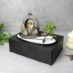 Wellbeing Zen Garden Water Fountain with LED Spinning Ball