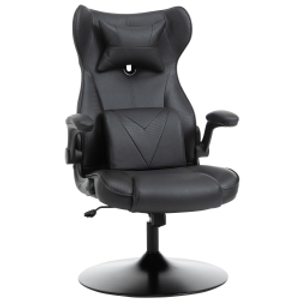 Vinsetto Video Game Chair with Lumbar Support, Racing Style Home Office Chair, Computer Chair with Swivel Base, Flip-up Armrest and Headrest, Black