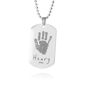 Men's Dog Tag Handprint OrFootprint Necklace