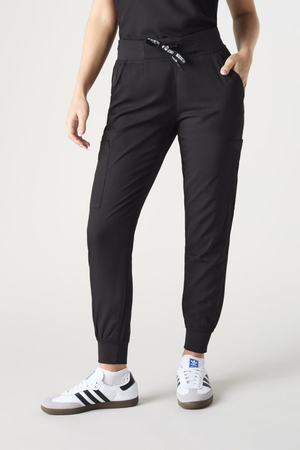 Med Couture Women's 6-Pocket Scrub Cargo Jogger, Black