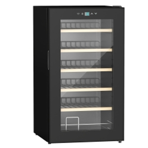 HOMCOM 24 Bottle Wine Fridge, 65 Litre Capacity, 43cm Freestanding Wine Cooler Fridge with Glass Door, LED Light, Digital Touch Screen, Temperature Control, Black
