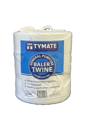 TYMATE® Heavy Duty PP Baler Twine White 750m, 240kgf Linear Strength, 6000 Tex UV Stabilised Polypropylene Twine