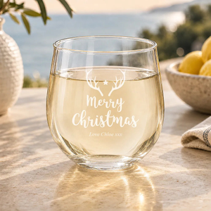 Star Engraved Stemless Wine Glass