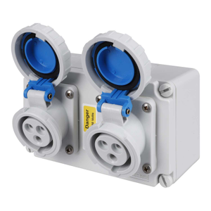 16A 2P+E 230V 2 Gang Wall Mounted Socket IP67
