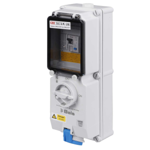 16A 2P+E 230V Interlocked Wall Socket with 25A 30mA Type A RCD IP44
