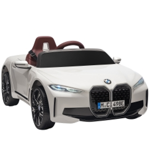 HOMCOM BMW i4 Licensed 12V Kids Electric Ride-On Car, White, Red and Light Blue