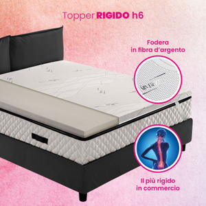 Topper ancora più rigido, correttore materasso ORTOPEDICO H6 cm, tessuto traspirante e sfoderabile - AIR CAUCCIU