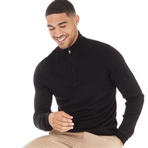 French Connection Mens Cash 1/4 Zip Jumper Black
