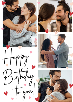Adoring Love Hearts Collage Photo Upload Birthday Greetings Card
