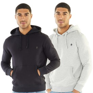 French Connection Mens Two Pack Hoodies Marine/Light Grey Melange