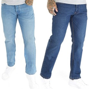 Bench Mens Stuart Two Pack Straight Fit Jeans Indigo/Mid Wash