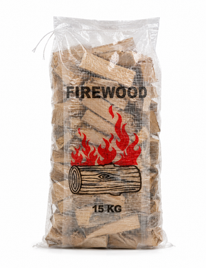 Woven Polypropylene - Printed Transparent Firewood Bags with Tie-ups - (37 CM +10 CM) X 80 CM