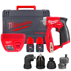 Milwaukee M12FDDXKIT-202X 12V FUEL Cordless Brushless 4-in-1 Drill Driver With 2 x 2.0Ah Batteries, Charger & Case
