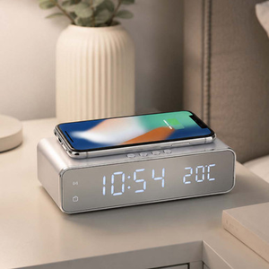 RED5 Wireless Charging Silver Alarm Clock