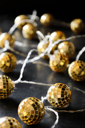 Plug in/Battery Powered Gold Disco Ball Fairy Lights - 4.4m