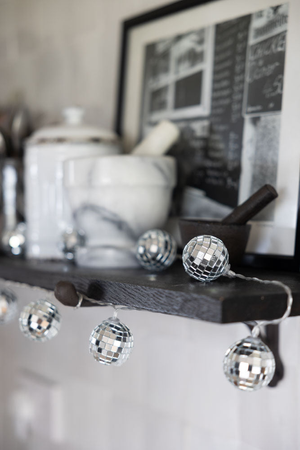 Plug in/Battery Powered Silver Disco Ball Fairy Lights - 4.4m