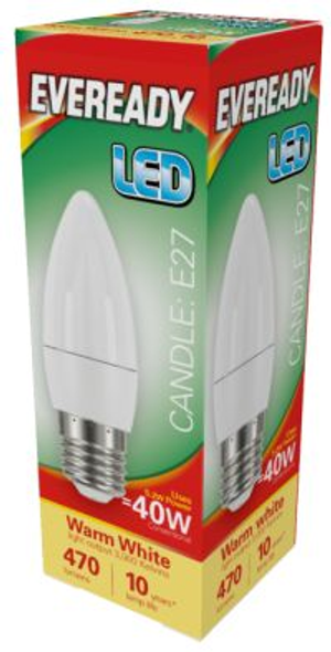 Eveready LED Candle 6W 470lm Warm White 3000k E27