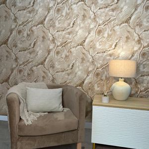 Rasch Palmetto Marble Taupe/Gold Glitter Metallic Wallpaper - 529456