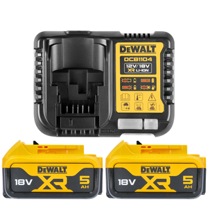 DeWalt DCB184 XR Lithium-Ion 5Ah Battery Twin Pack With DCB1104 Multi Voltage Charger