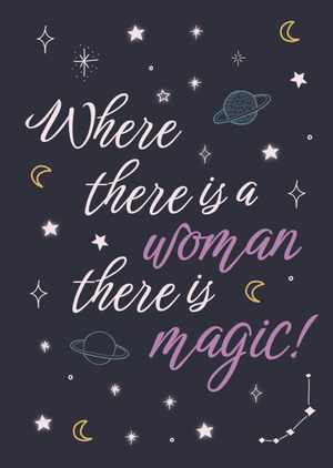 Mesmerising Woman Magic Space Scene Birthday And International Women's Day Greetings Card