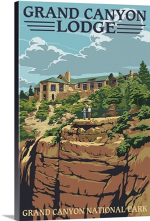 Grand Canyon National Park - Lodge View: Retro Travel Poster