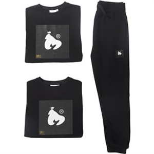 Money Boys Combo Patch T-Shirt Sweatshirt And Joggers Tracksuit Set Black