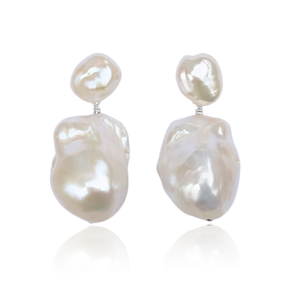 Nova Large Baroque Pearl Drop Sterling Silver Earrings