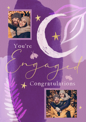Sweet Engaged Hand Painted Watercolour Photo Upload Engagement Card
