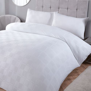 SUPER KING DUVET COVER Waffle Squares Jacquard White