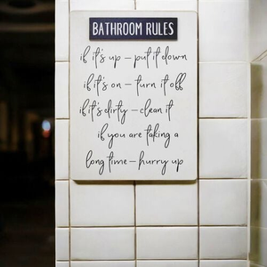 Bathroom Rules Quote Wall Décor  - 30cm x 40cm