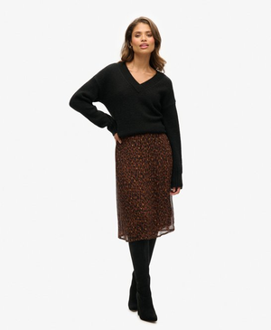 Woven Metallic Midi Skirt
