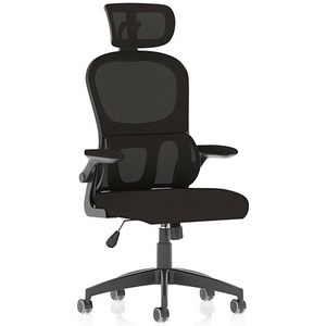 Iris Task Mesh Back Operator Chair, Headrest, Folding Arms, Black