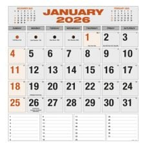 Easy2C Commercial Calendar 2026 Month To View
