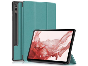 Slim Synthetic Leather Flip Case with Stand for Samsung Galaxy Tab S9 FE+ - Teal