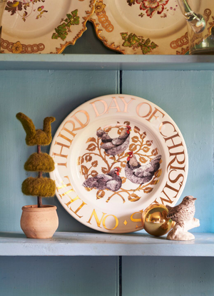 12 Days Of Christmas Three French Hens Medium Dinner Plate, 8.5 Inch - Club Exclusive