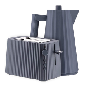 Alessi Plisse Grey 1.7 litre Kettle & Plisse Grey Toaster 2 Slice