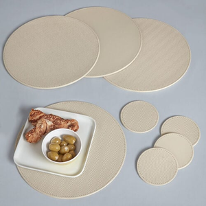 Reversible Round Herringbone Placemats - Cream