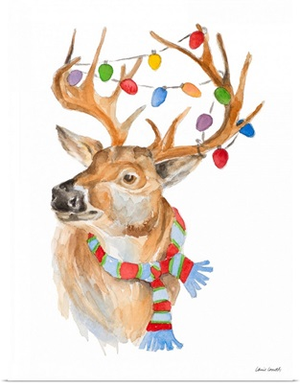 Deer with Lights and Scarf