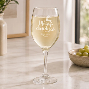 Reindeer Christmas Engraved Wine Glass