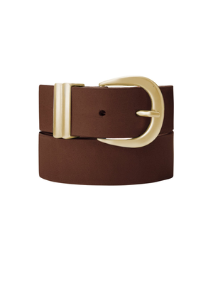 Baukjen Signature Gold Buckle Belt - M (Sizes 12-14) / Brown