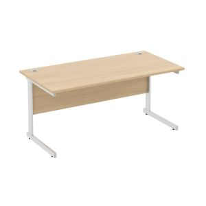 Alpha Fixed Height Desk - 1400 x 800 mm - Maple/Silver