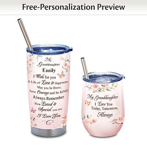 Granddaughter, I Love You Personalized Drinkware Set